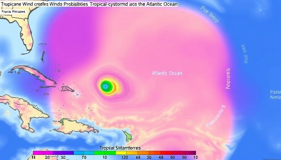 North Carolina hurricane season risk map, wind speed probabilities.