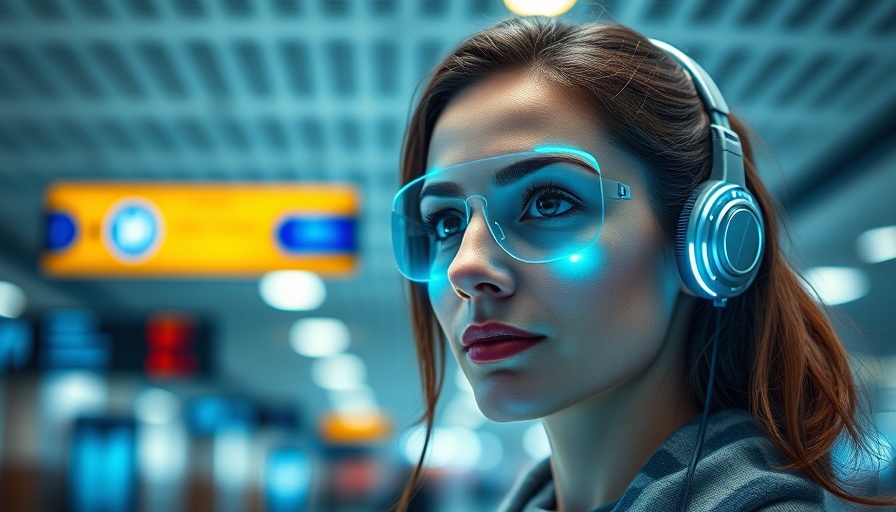 Facial recognition technology at airports, focused woman.