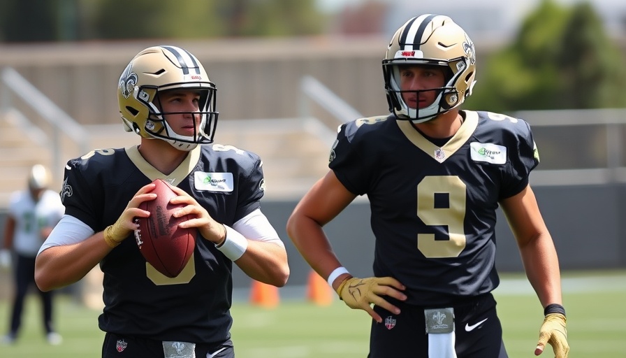 Saints QB competition at practice with two players on the field.
