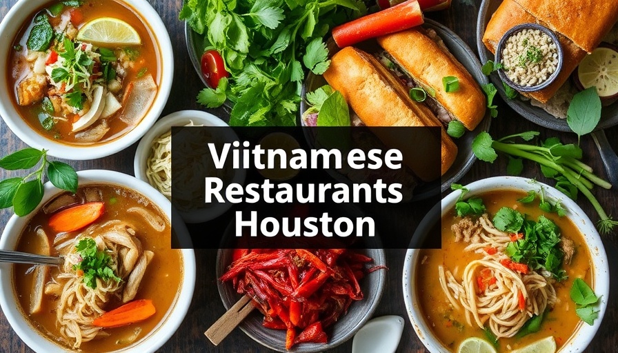 Collage of Vietnamese dishes in Houston restaurants.