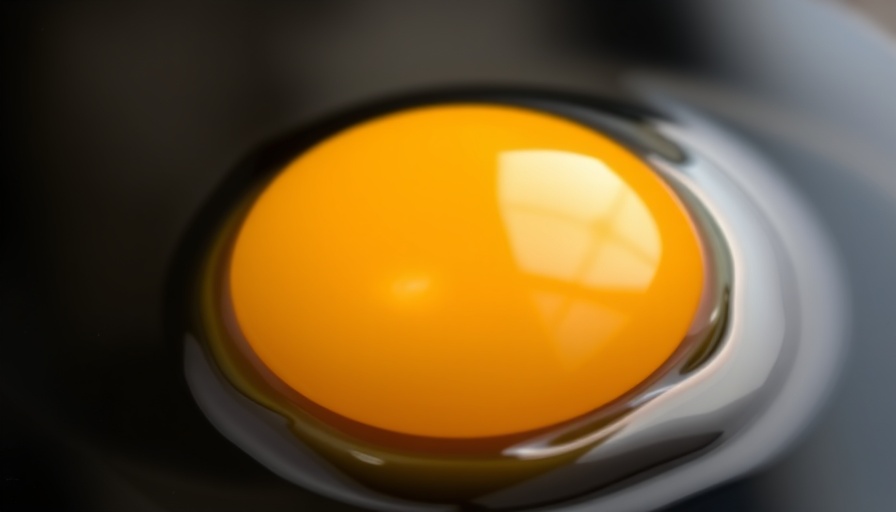 Close-up of chalaza in egg on black surface, photorealistic shot.