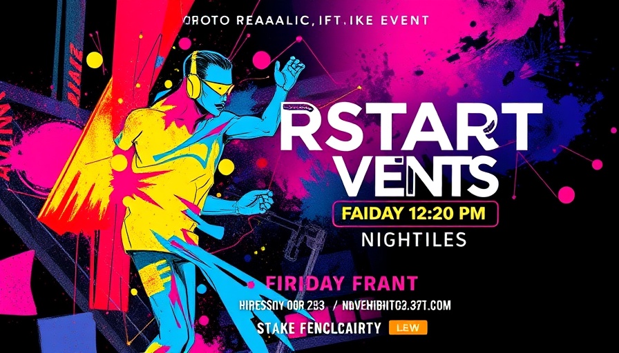 Colorful Miami events poster with abstract design.