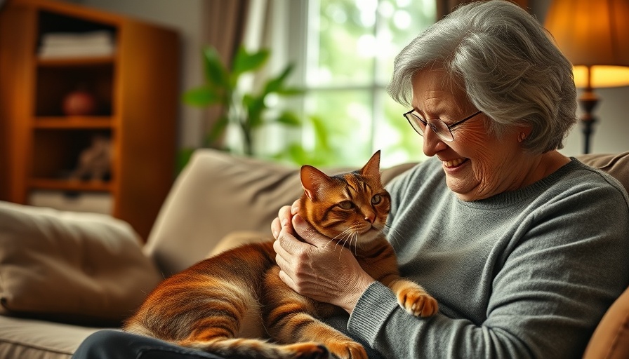 Charlotte Retirement Home resident with a cat, fostering warmth.