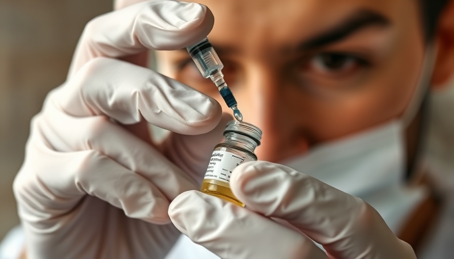 Gloved hands handling a syringe and vial, related to medical misinformation Charlotte.