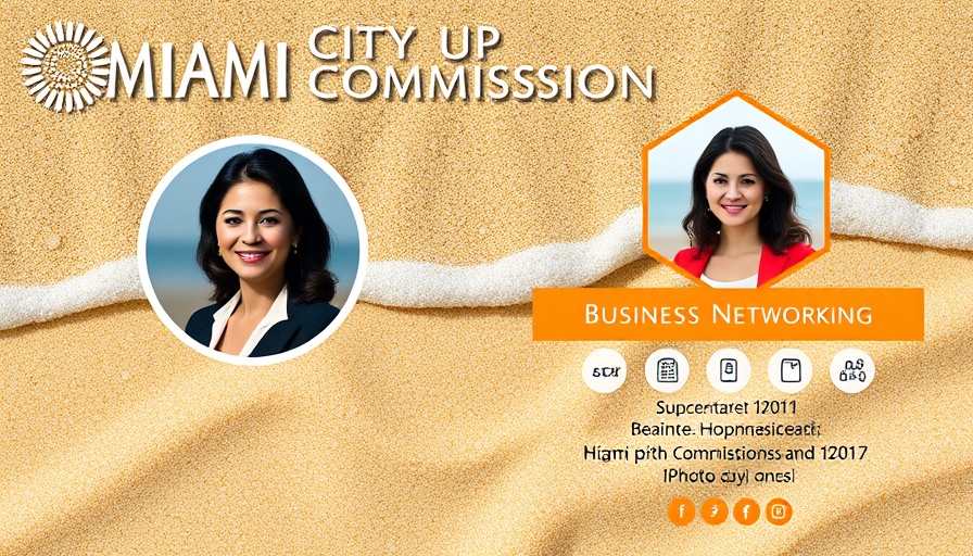 Event poster for Business Link Up on the Beach in Miami.
