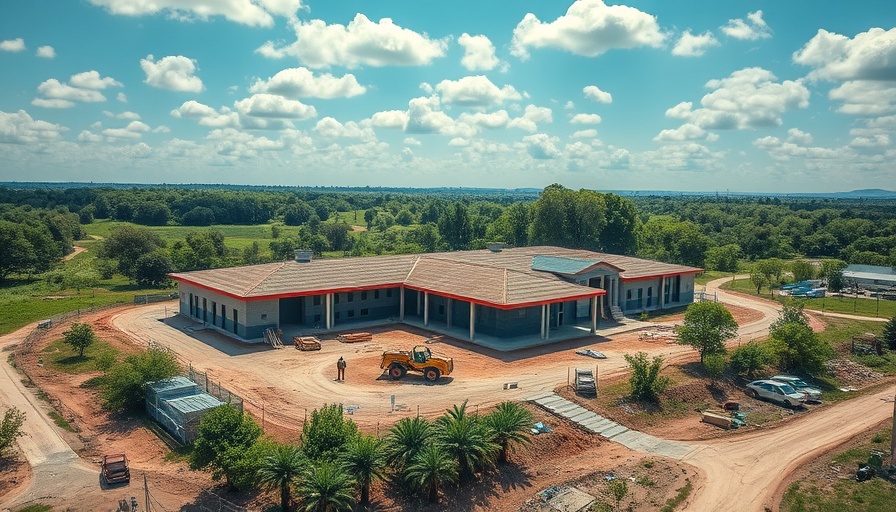 Aerial view of Spring ISD construction site in progress with machinery.
