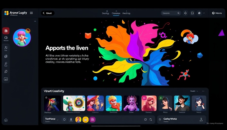 AI-driven creative tools interface displaying vibrant character art.