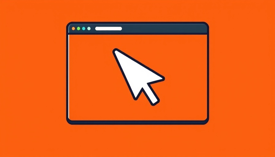 Minimalistic browser illustration with AI-powered cursor icon on orange backdrop