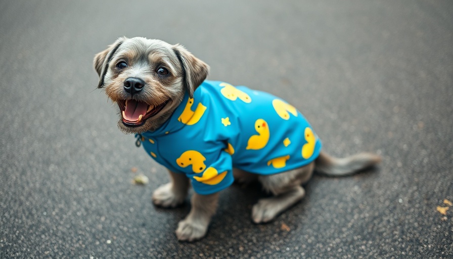 Charlotte Today pets: Dog in blue raincoat with ducks.