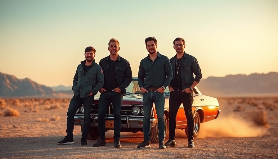 Old Dominion new album Barbara: Five men by a classic car in desert.