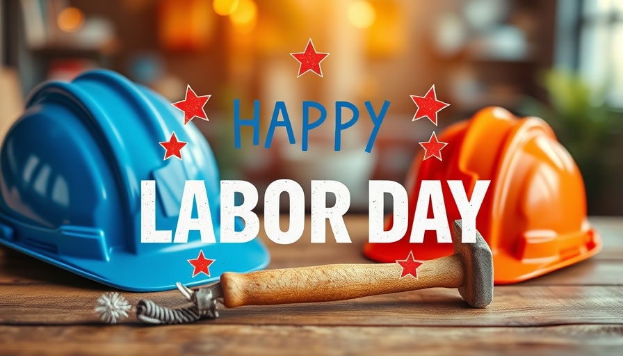 Labor Day poster with helmets and tools for Atlanta free events.