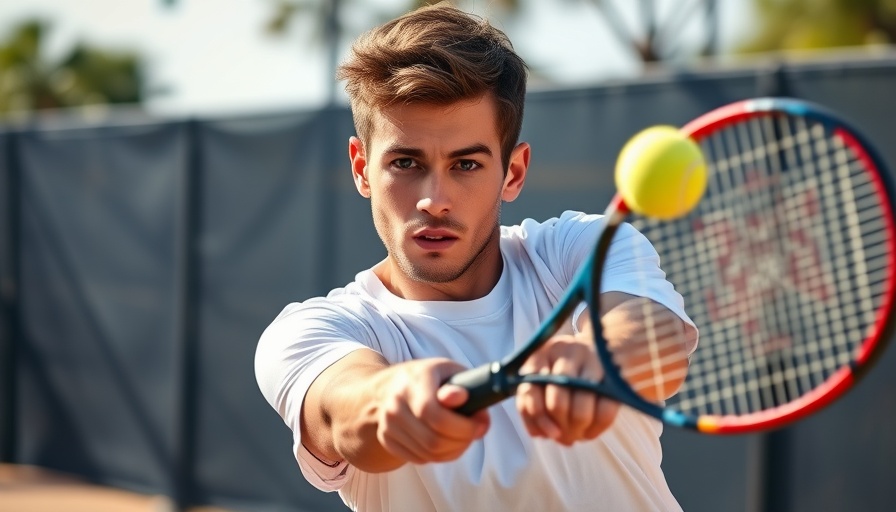 Las Vegas Tennis Champion executing a powerful backhand shot.