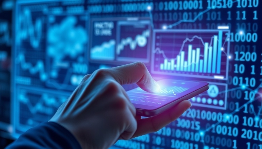 AI roleplay video features with virtual data graphs and smartphone
