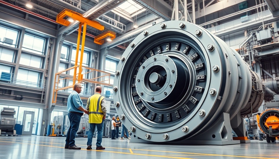Engineers in a high-tech facility examining future technology machinery.