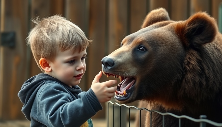 Family fun in Gaston County zoo visit, child feeding bear.