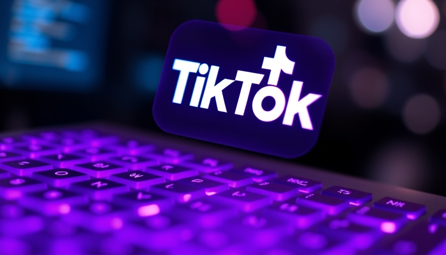TikTok logo on purple-lit keyboard, symbolizing TikTok voice notes and image sharing.