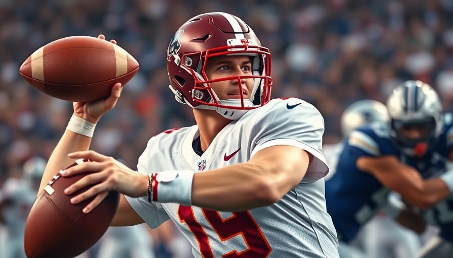 College football quarterback making an intense pass during a game. 2026 NFL Draft predictions.