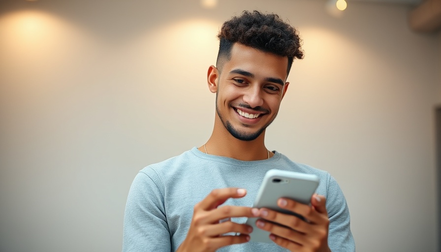 Young man with smartphone illustrating AI in digital security.