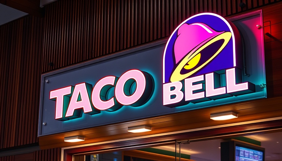 Taco Bell sign with neon logo and warm lighting