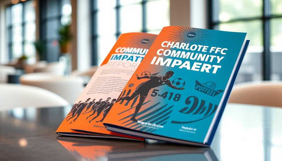 Charlotte FC Community Impact Report booklet on display.