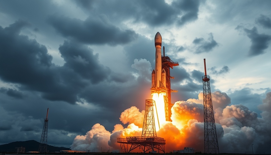 SpaceX rocket launching in Florida against a cloudy sky.