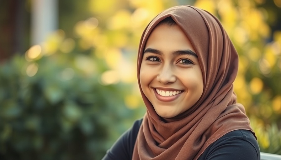 Smiling woman outdoors with greenery, AI society impact.