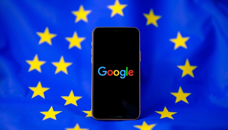 EU fine Google concept with phone and EU flag background