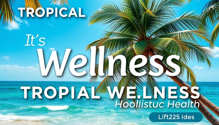 World Wellness Weekend Miami celebration poster with oceanic and tropical theme.