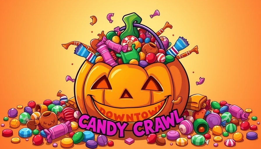 NoDa Downtown Candy Crawl event logo with candy-filled pumpkin.