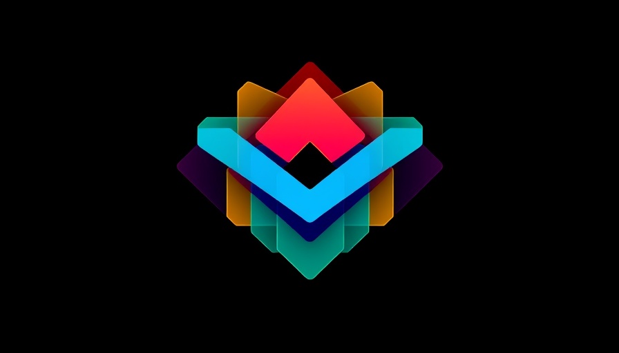 Futuristic technology logo representing AI predictions 2030 in vibrant colors.