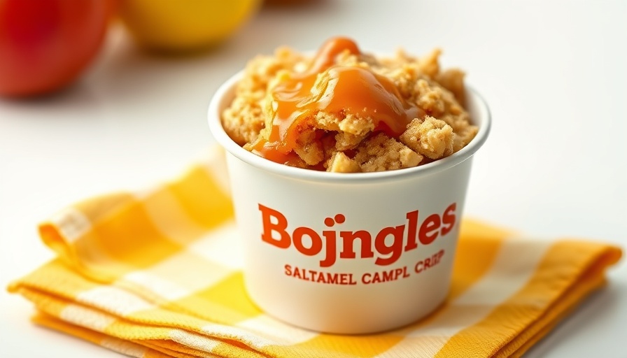 Salted Caramel Apple Crisp from Bojangles in yellow cup.