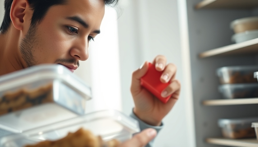 Person organizing plastic containers in a kitchen, promoting revolutionized storage.