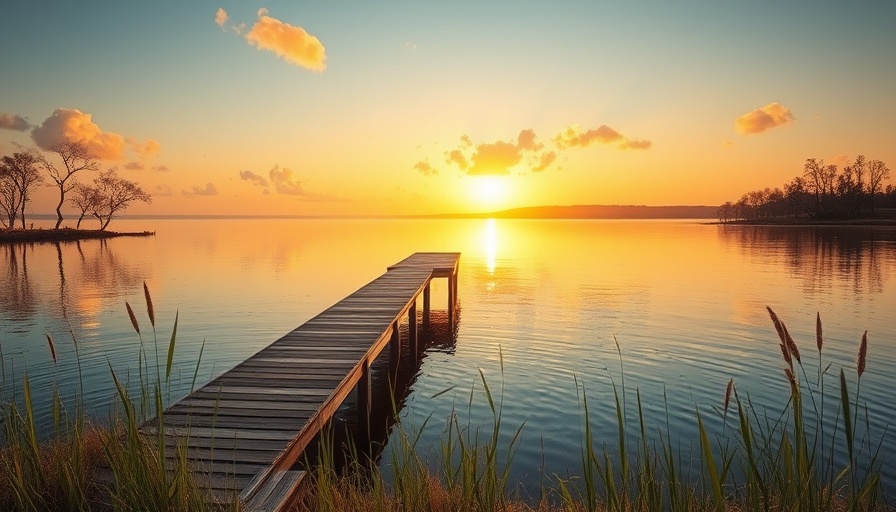 Serene lakeside view in Columbus County highlighting outdoor activities.
