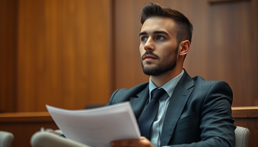 Young man in courtroom attire during Las Vegas mental health awareness.