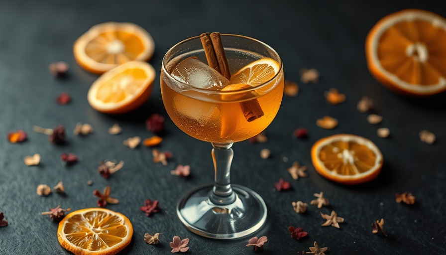 Cinnamon whiskey sour recipe in a crystal glass with garnish and decor.