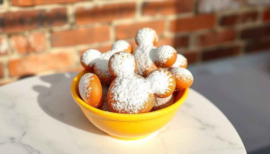 Mickey-shaped beignets with powdered sugar at Disney World.