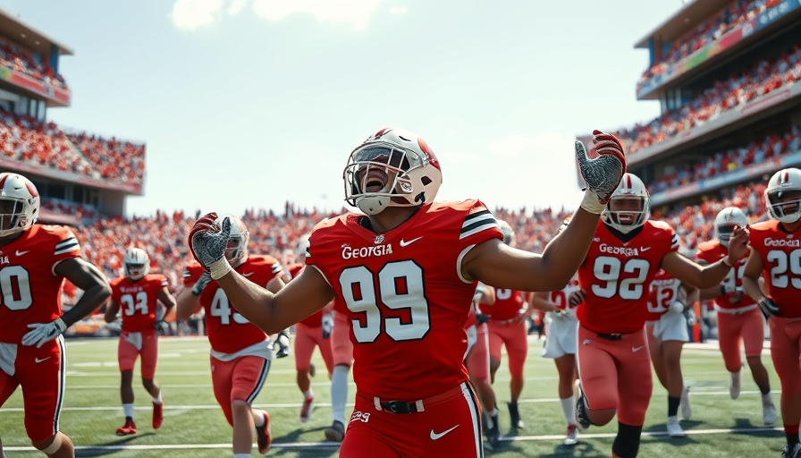 Georgia Bulldogs win over Kentucky, player celebration on field.