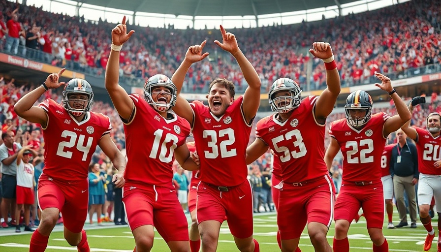 Georgia Bulldogs football players celebrating on the field.