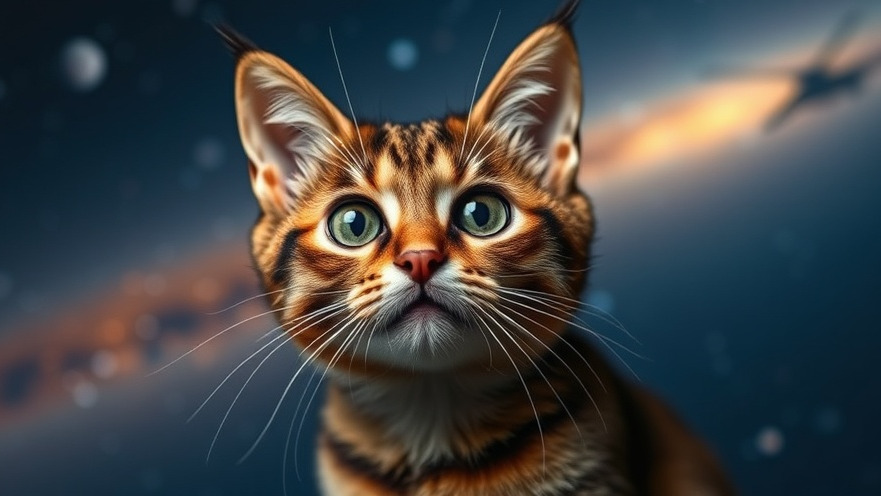 Hinton warns on AI news: creating alien beings, with a cat in space.