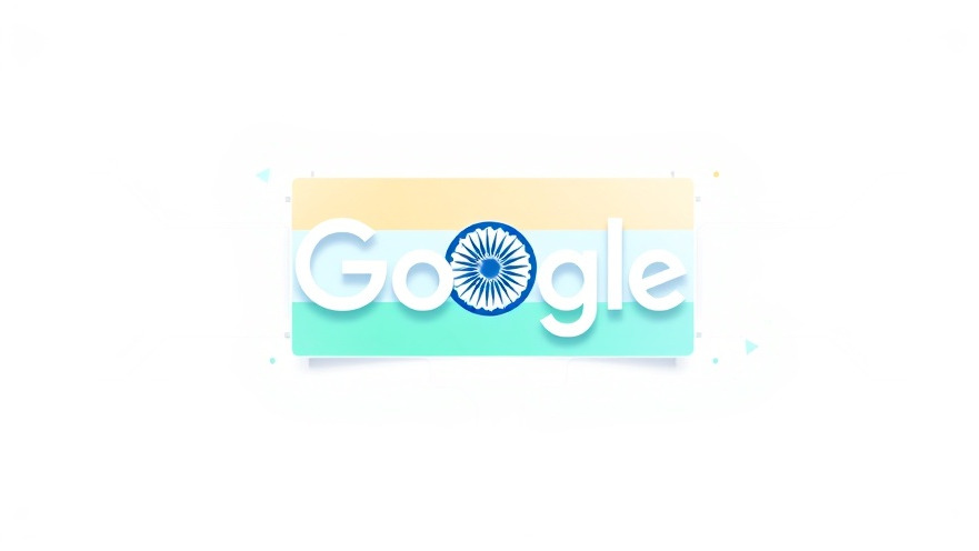 Futuristic digital banner showcasing AI cultural influence with Google logo and Indian flag.
