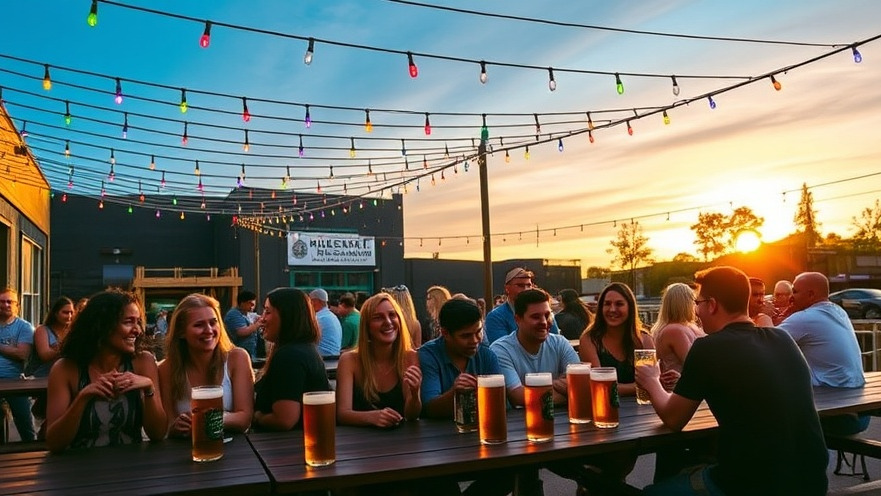 Vibrant Charlotte brewery scene showcasing Cannabis Drink Trends with THC-infused beers.