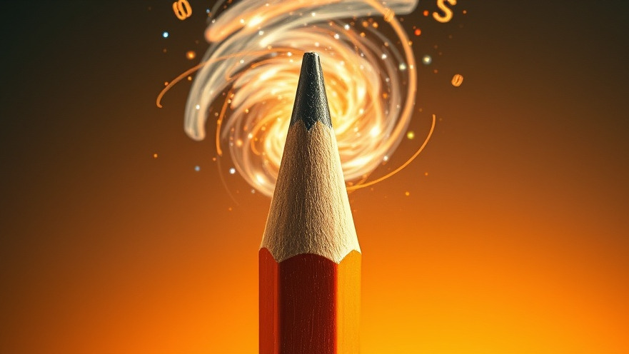 Pencil amid a creative tornado, symbolizing insights on artificial intelligence for beginners.