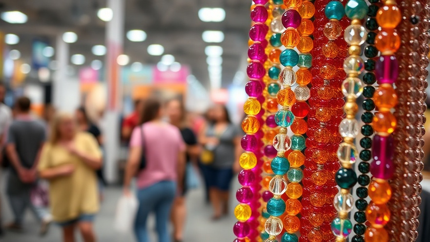 Vibrant beads and crystals at a craft expo, a colorful representation of affordable Charlotte sports and rec events.