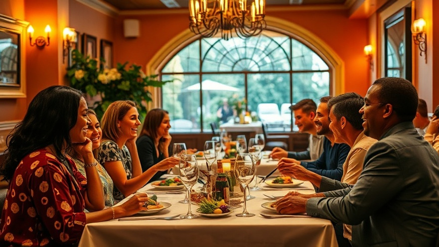 Cozy Marietta dining scene with diverse guests enjoying meals in warm ambiance.