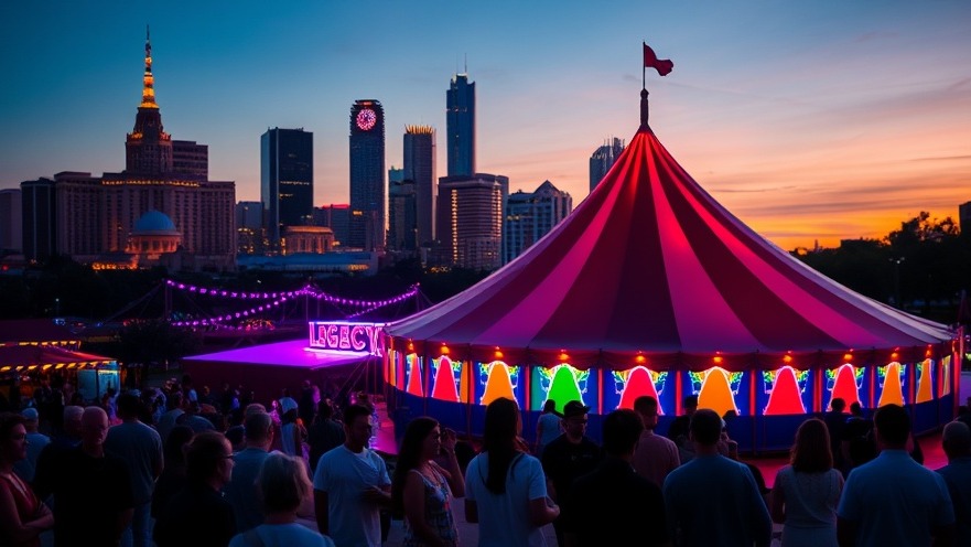 Vibrant Houston cityscape at twilight, showcasing the modern circus and community engagement.