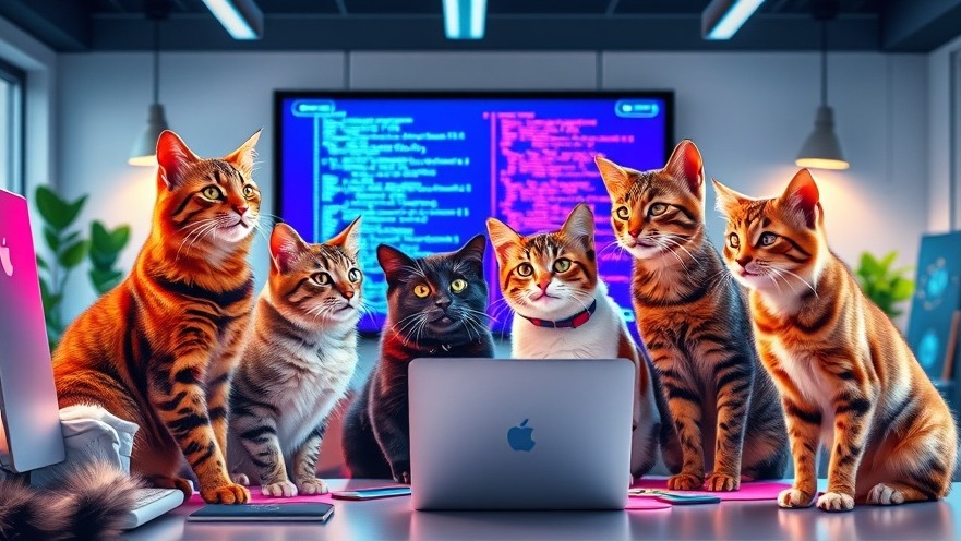 Diverse young wild cats brainstorming in a modern workspace with open-source AI tools.