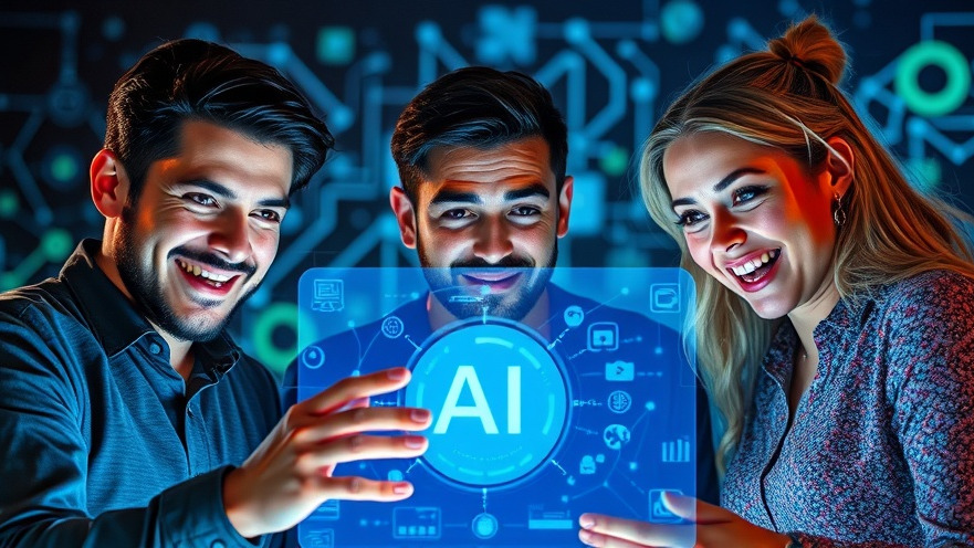Diverse individuals exploring AI concepts explained through a glowing holographic interface.