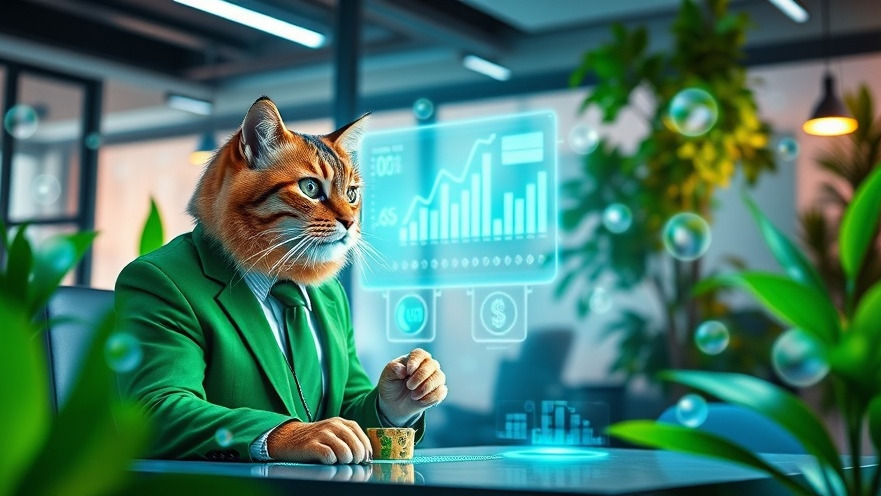Cat banking professional in AR session, showcasing artificial intelligence concepts.