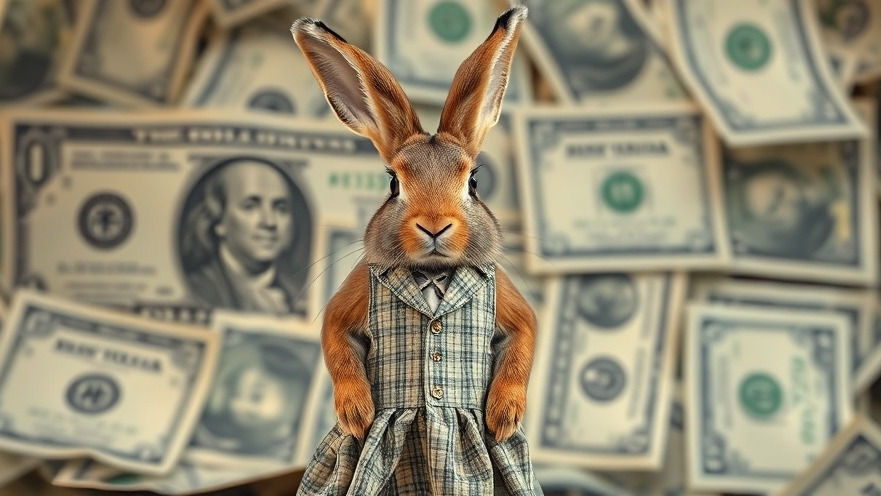 Disappointed rabbit in elegant dress symbolizes lost opportunity in disruptive innovations.