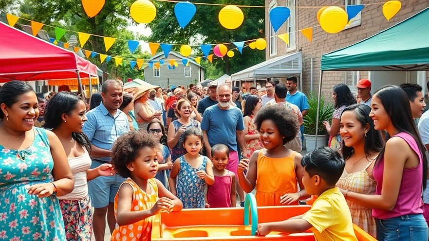 Families enjoying summer block party with free kids activities in Charlotte.